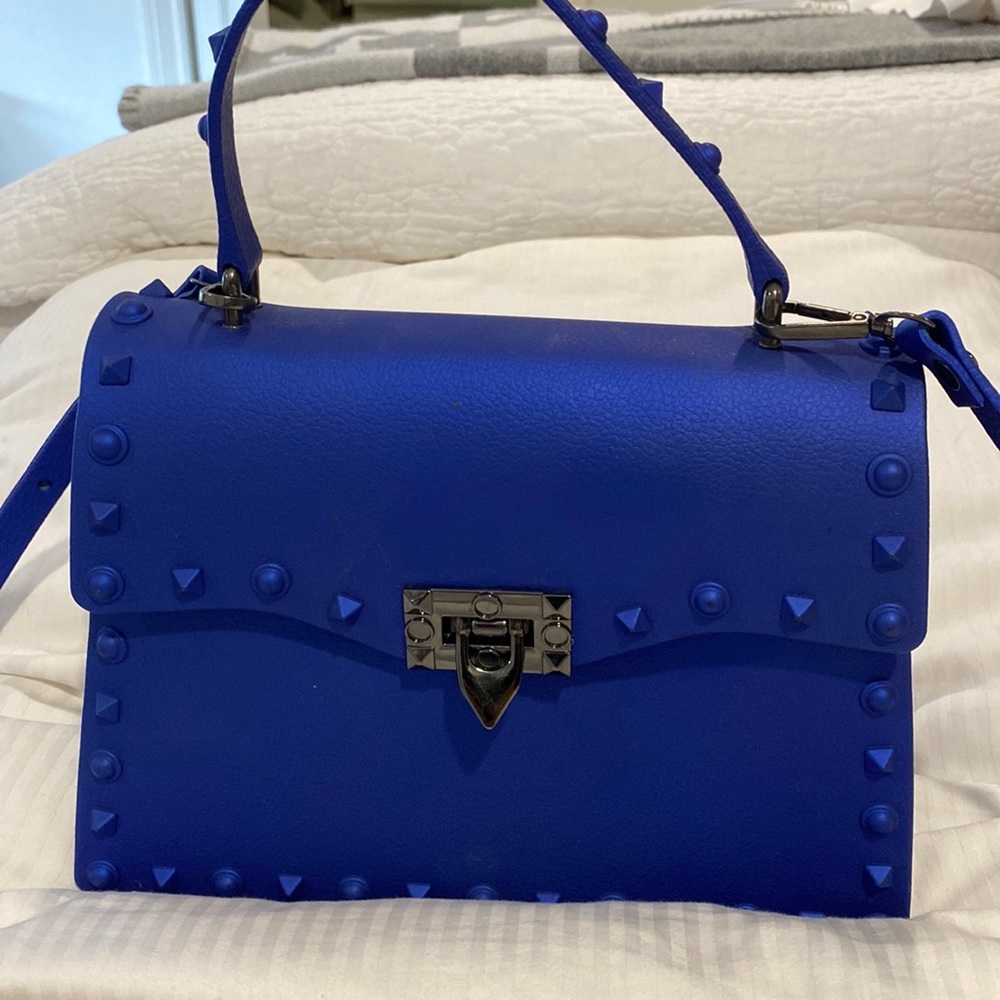 Chic Royal Blue Jelly Studded Shoulder Bag